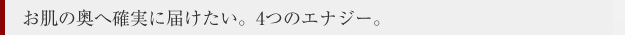 お肌の奥へ確実に届けたい。4つのエナジー。