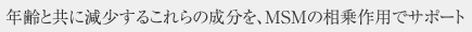 年齢と共に減少するこれらの成分を、MSMの相乗作用でサポート